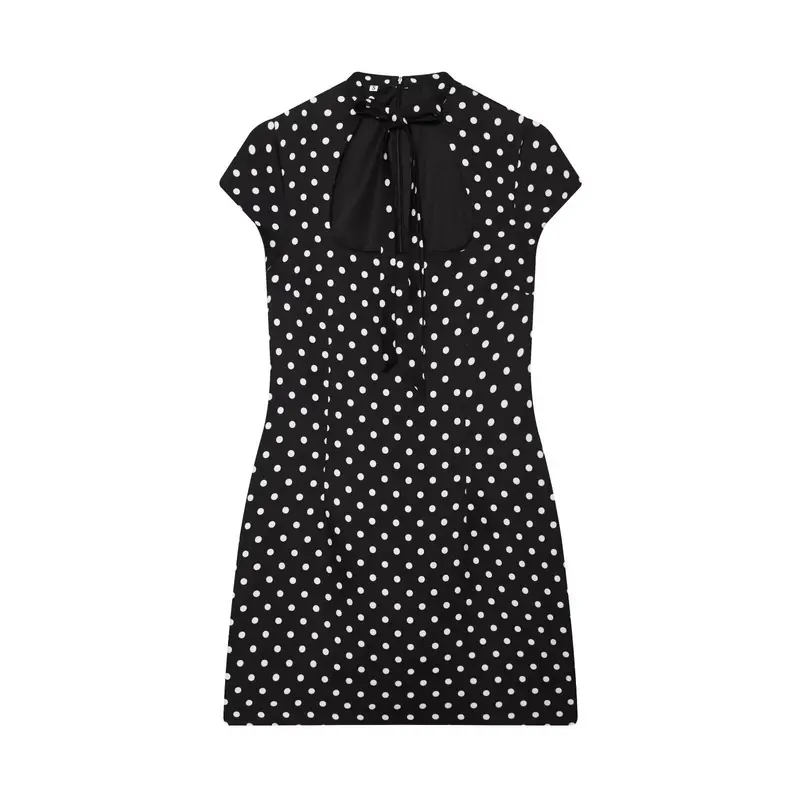 Kurzes Polka-Dot Kleid im Hepburn-Stil