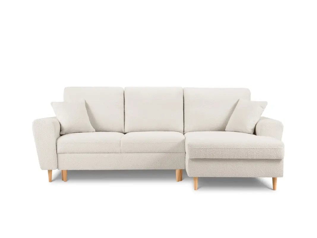 Kyoto Boucle Ecksofa rechts mit Schlaffunktion und Stauraumbox 4 Sitzer 145cm