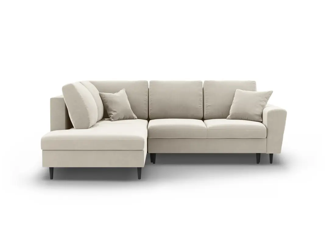 Kyoto Velour Ecksofa links mit Schlaffunktion und Stauraumbox 5 Sitzer 194cm