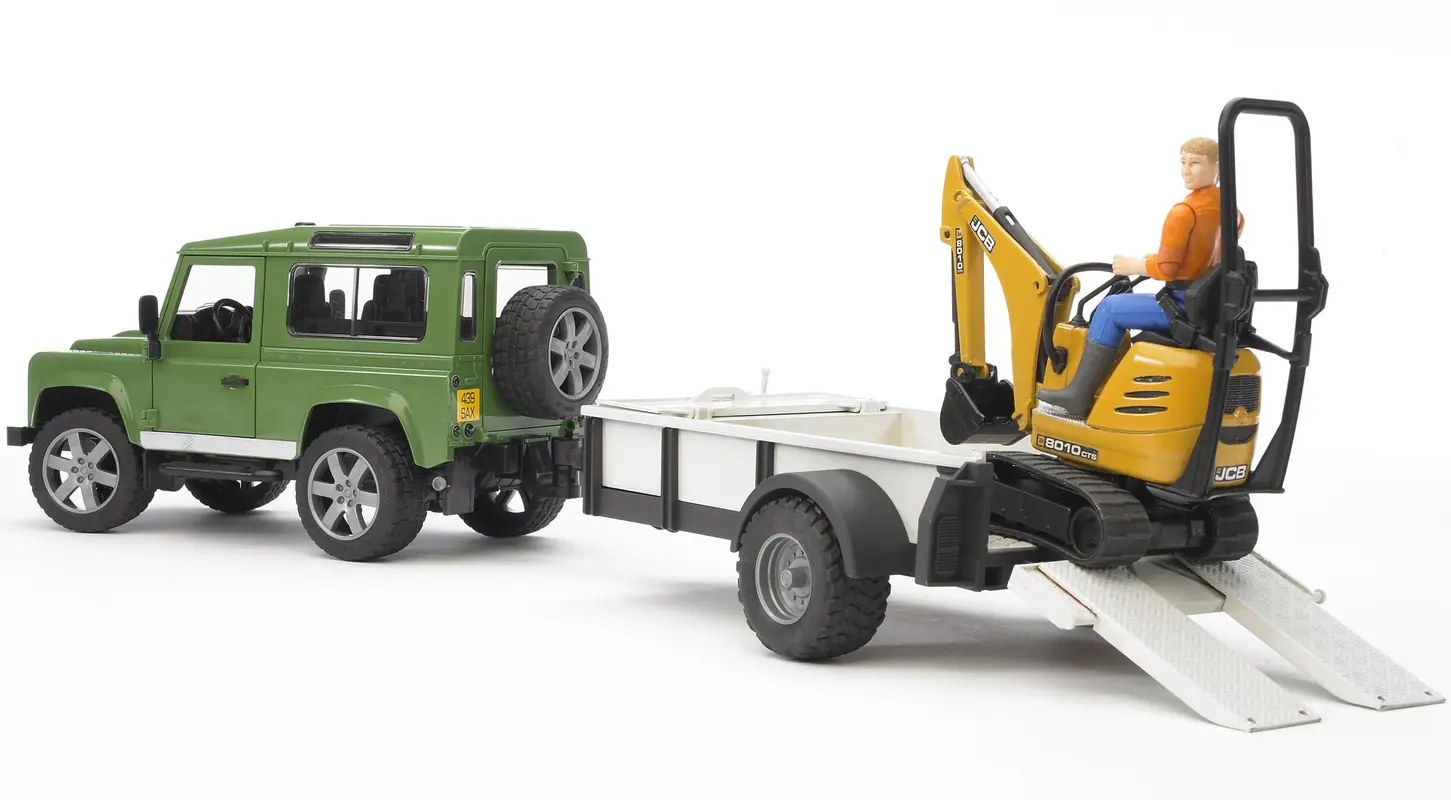 Land Rover Defender, Einachsanhänger, JCB Mikrobag.+Bauarbeiter