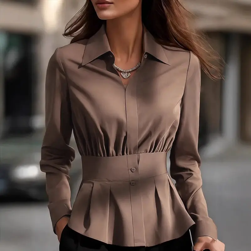 Langarm-Bluse einfarbig Regular-Fit