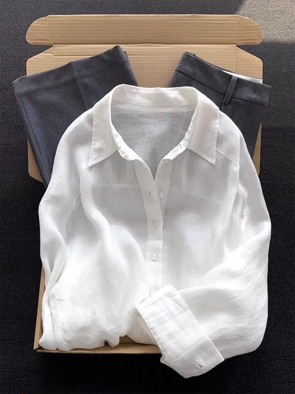 Langarm-Cardigan aus Ramie für Damen