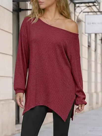 Langarmshirt mit Rundhals und Saumschlitz