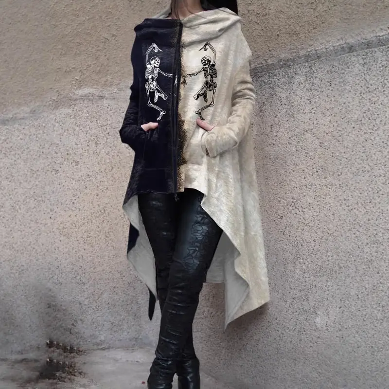 Langer Damen Trenchcoat mit Kapuzenpullover