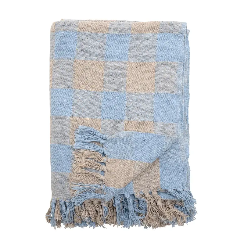 Largs Decke, Blue, Recycelte Baumwolle