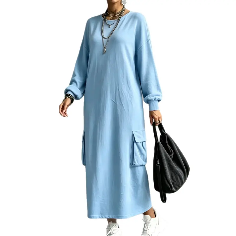 Lässiges Hoodie-Kleid mit langen Ärmeln