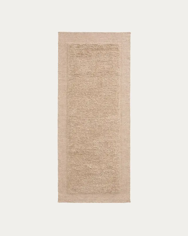 Läufer aus Wolle Marely, beige, 200 x 80 cm