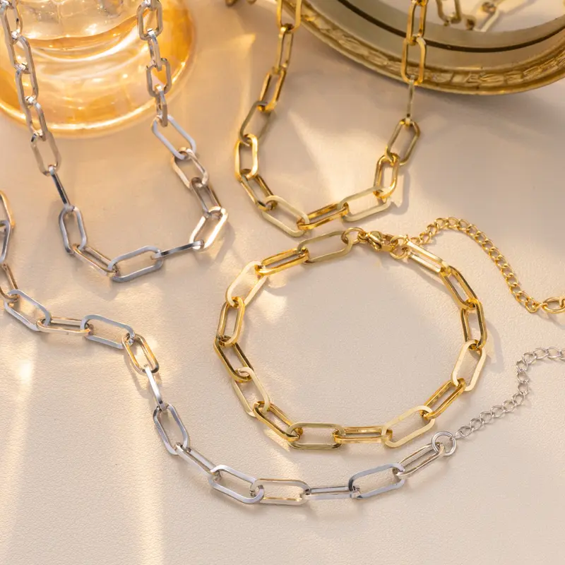 Layering-Halsketten Set · Gliederkette Gold & Silber
