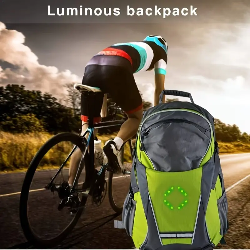 LED-Fahrradrucksack mit Blinker – Funk-Fernbedienung, wasserabweisend