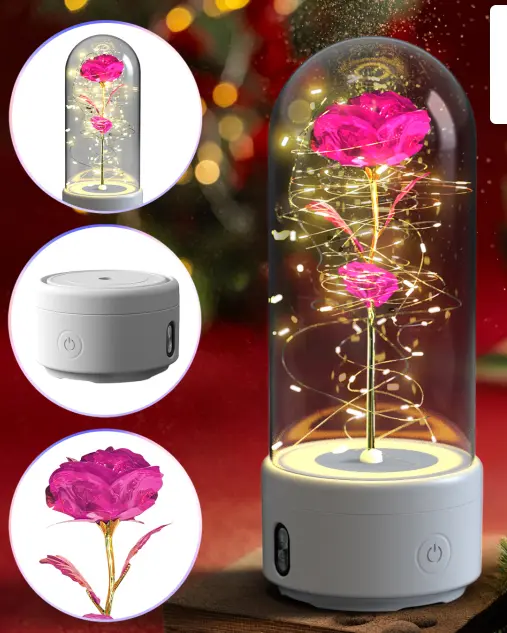 LED Rose mit Bluetooth-Speaker im Glas