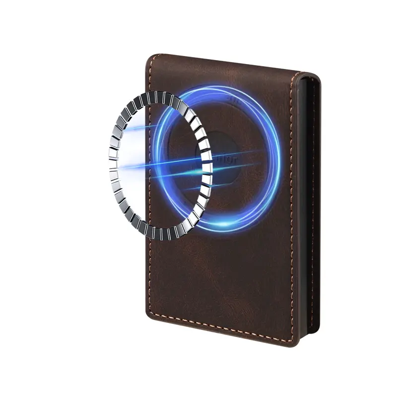 Leder-Kartenetui mit Knopf und elastischem Band
