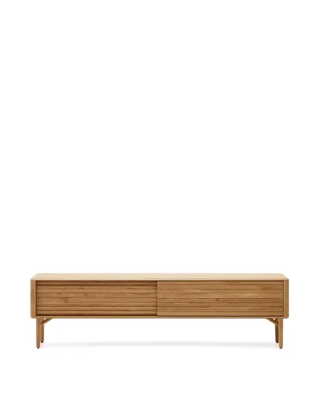 Lenon TV-Schrank 2 Türen aus massiver Eiche und Furnier 200 x 57 cm FSC MIX Credit