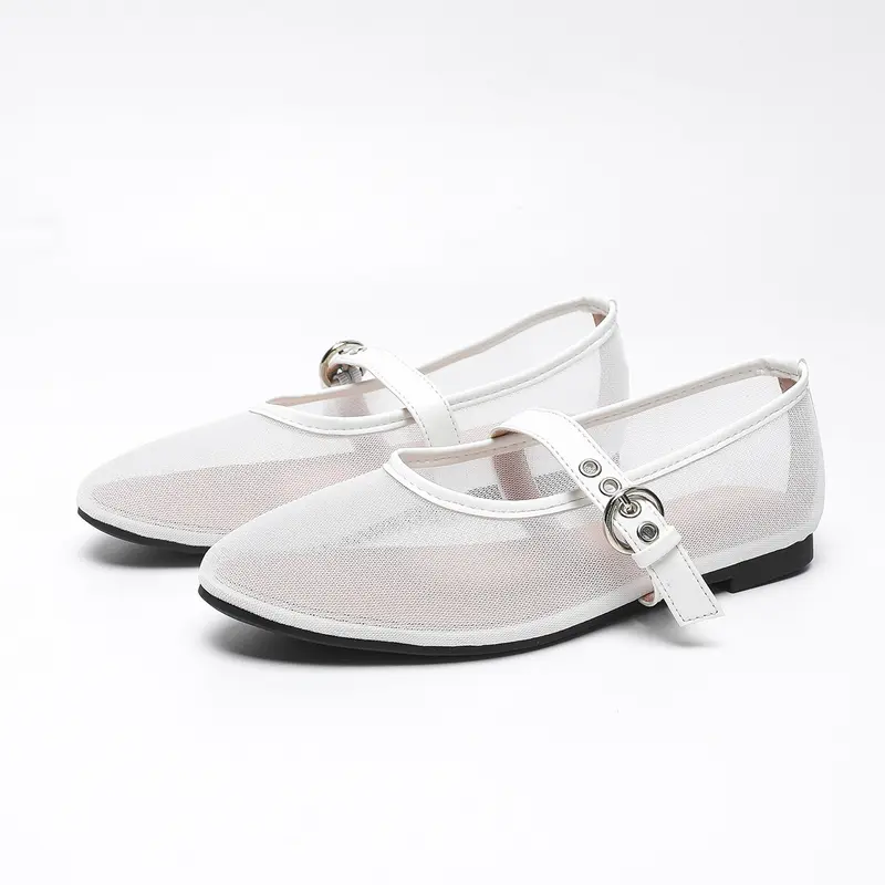 Leopard-Print Mesh Ballerinas