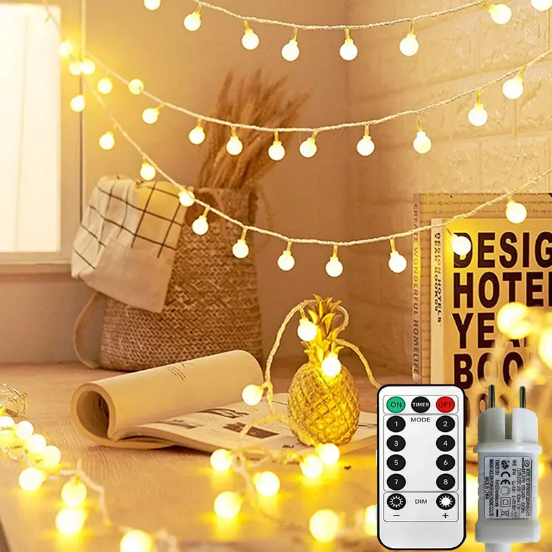 Lichterkette Kugel, 100LED Warmweiss