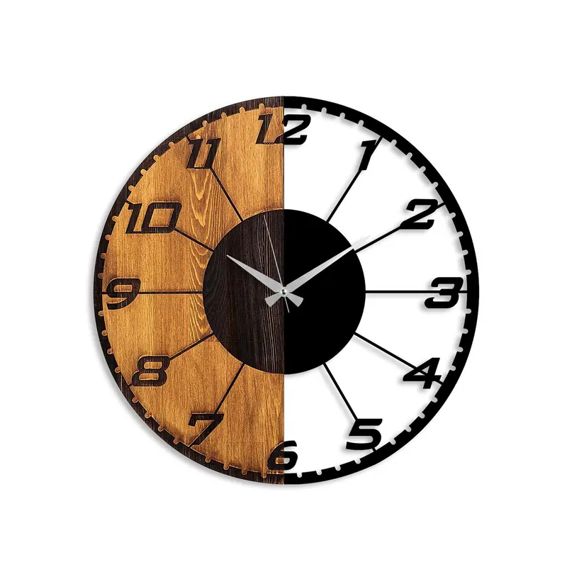 Linear Wanduhr - Walnuss Schwarz