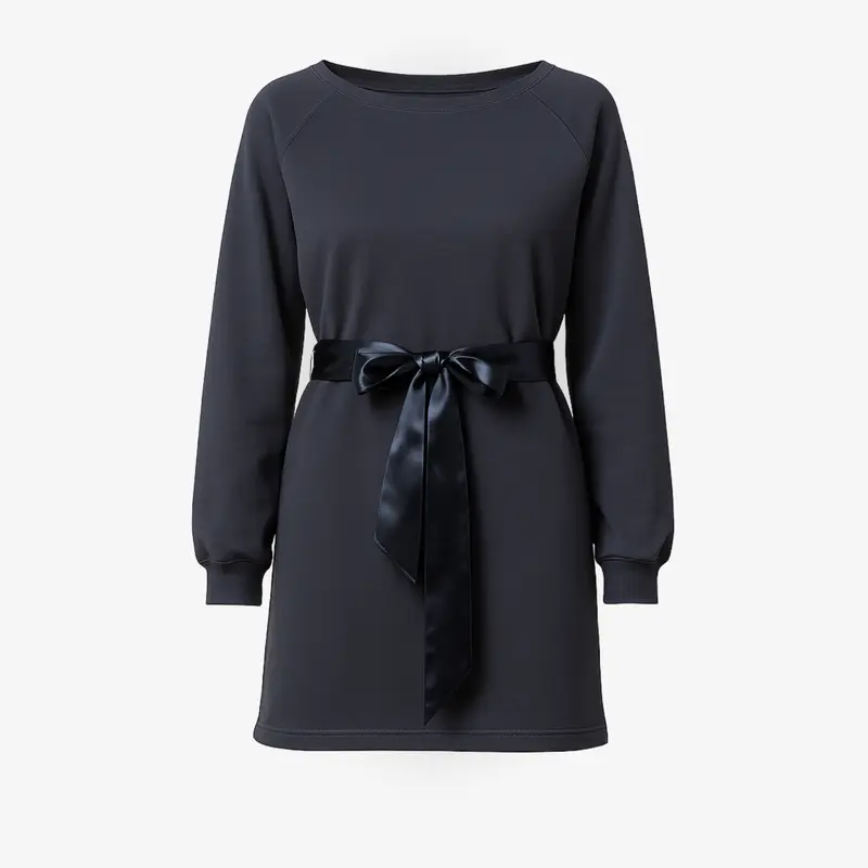 Loungewear Kleid mit Satinband – Sweatkleid in Polarnacht