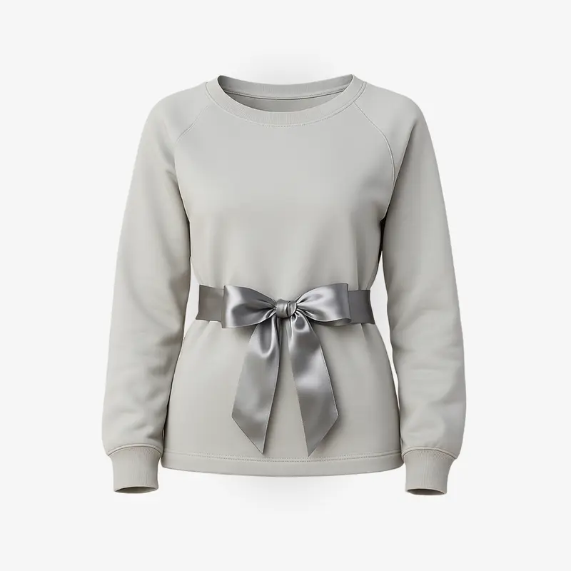Loungewear Pullover mit Satinband – Sweatshirt in Salbei
