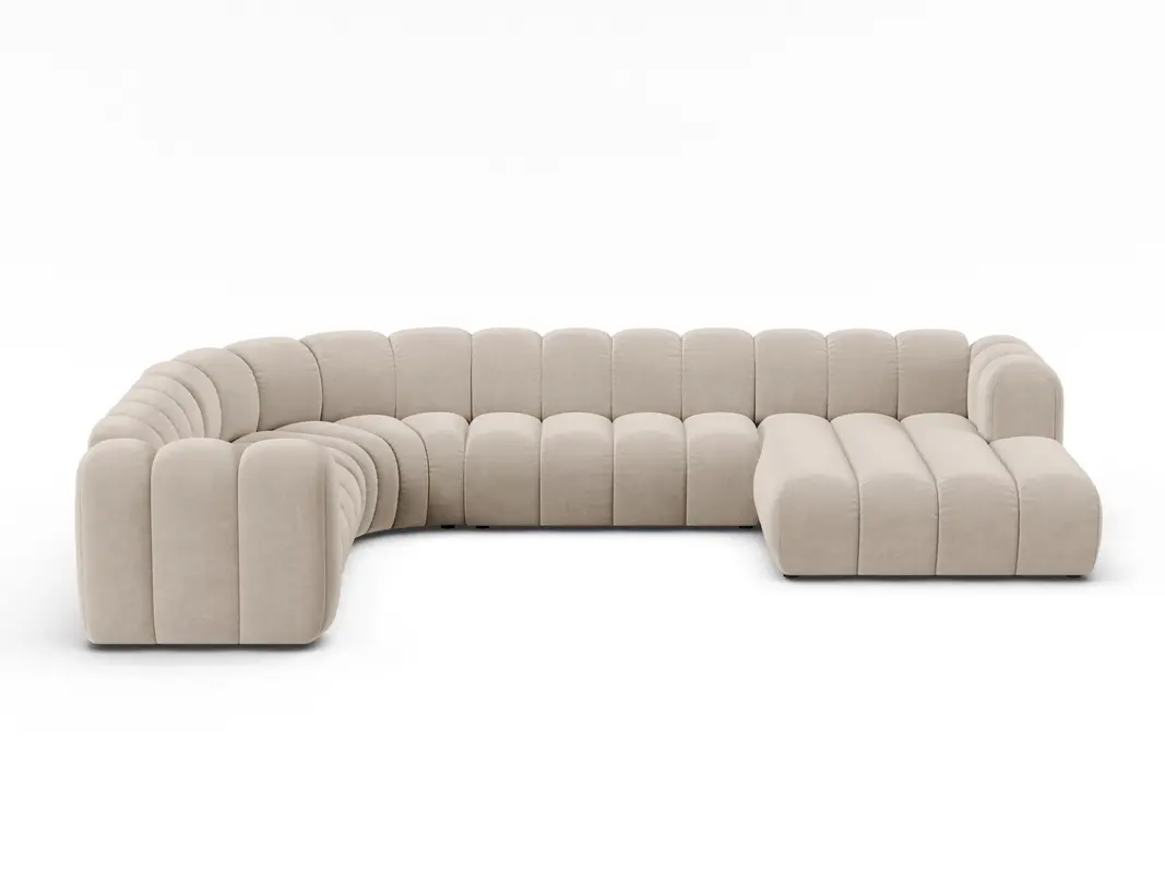 Lupine Velour Modular Panoramic Ecksofa links 6 Sitzer