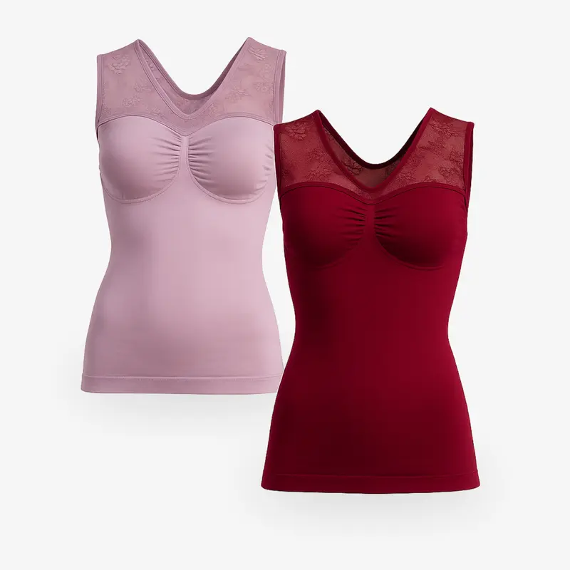 LUXUS Shapewear Komfort Top mit Spitzenträgern – BH Top 2er Set