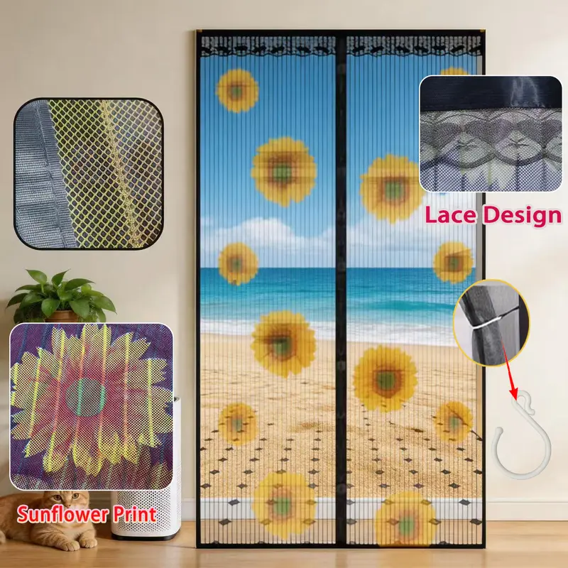 Magnetischer Türvorhang mit Sonnenblumen-Print