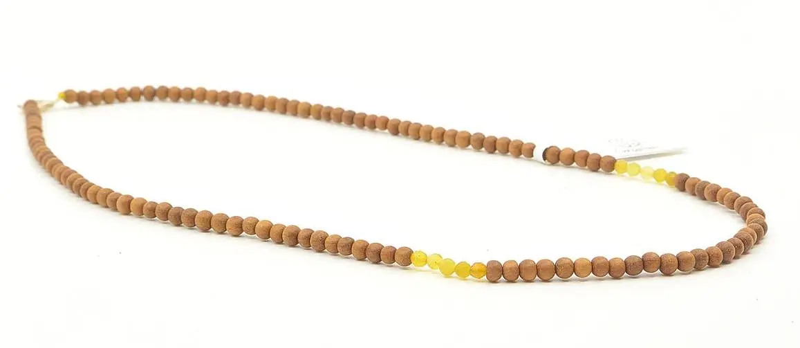 Mala kurz Sandelholz & gelber Opal mit Verschluss