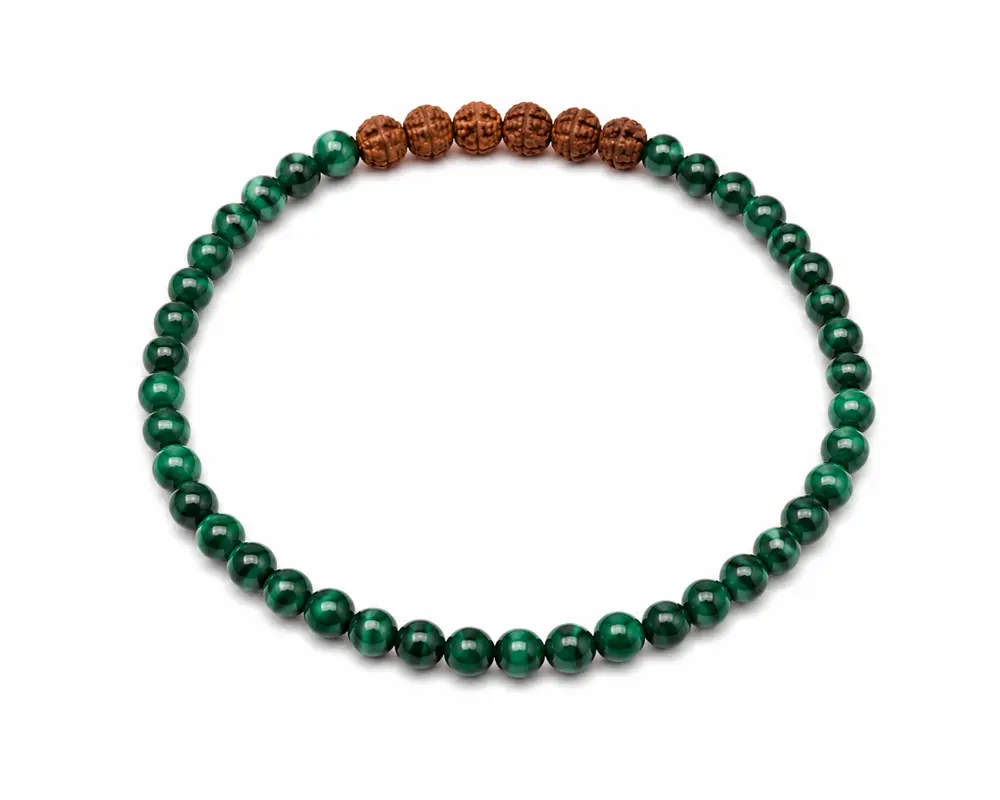 Malachit Armband mit Rudraksha 4 mm