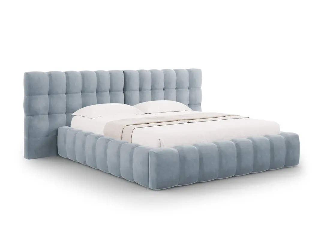 Mamaia Velour Bett mit Stauraum und doppeltem Headboard 250cm