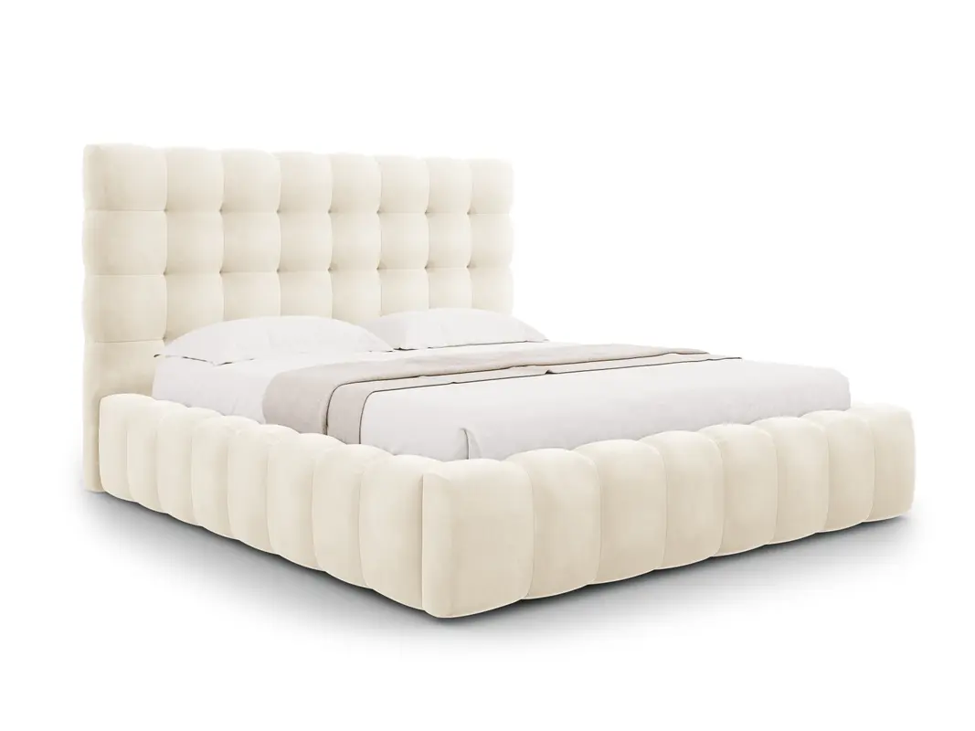 Mamaia Velour Bett mit Stauraum und Headboard 180cm