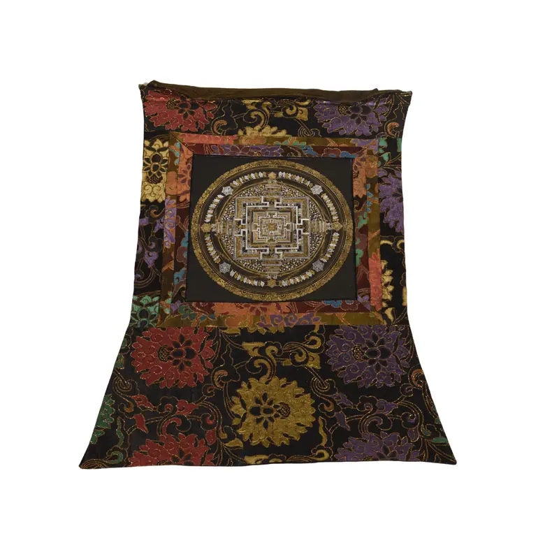 Mandala Thangka Yantra Wandbild Tibet – Schwarz & Gold – 66x45 cm