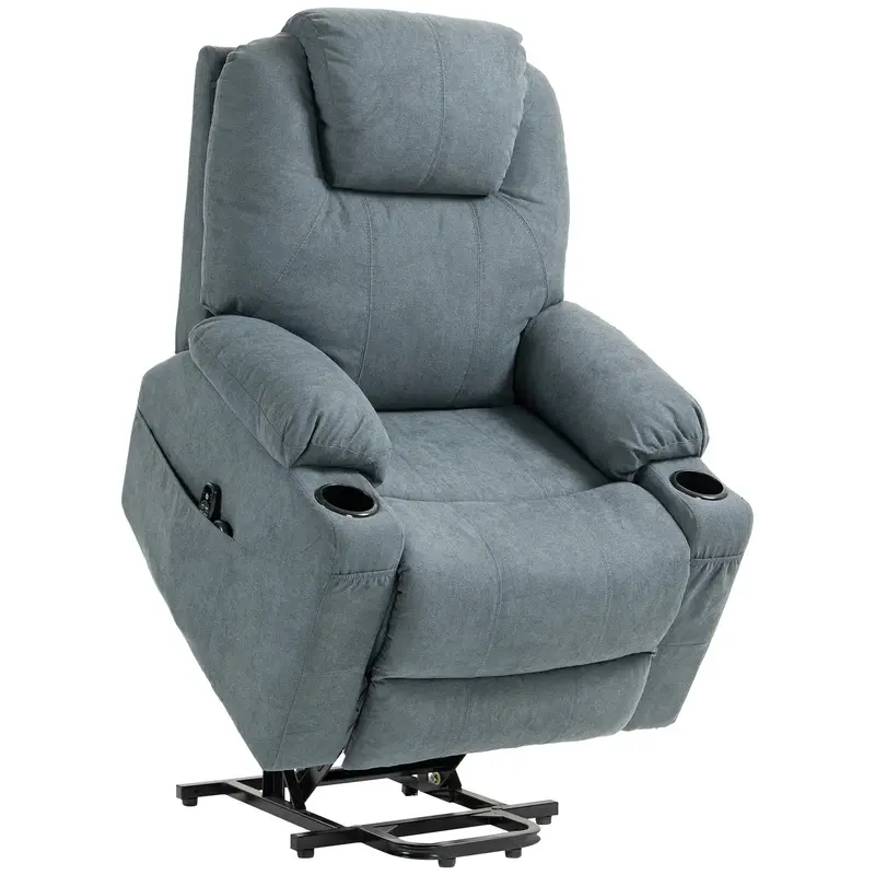 Massagesessel Aufstehhilfe Seniorensessel 8 Massagepunkte Seitentaschen Fernbedienung Grau, 90x101x107cm