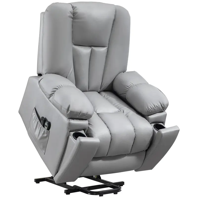 Massagesessel Relaxsessel Seniorensessel Fernbedienung Seitentaschen Dunkelgrau, 94x96x106cm