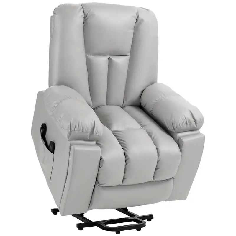 Massagesessel Relaxsessel Seniorensessel Fernbedienung Seitentaschen Grau, 94x96x106cm