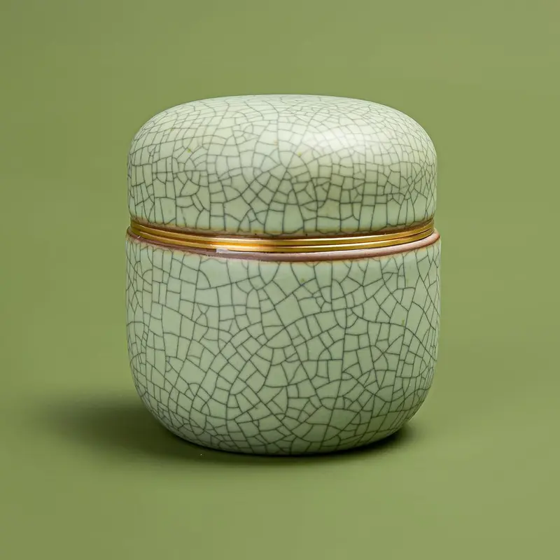 Matcha-Behälter, Hellgrün mit Schwarzer Linie