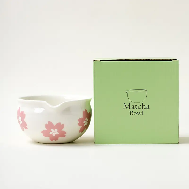 Matcha-Schale mit Blumenmuster