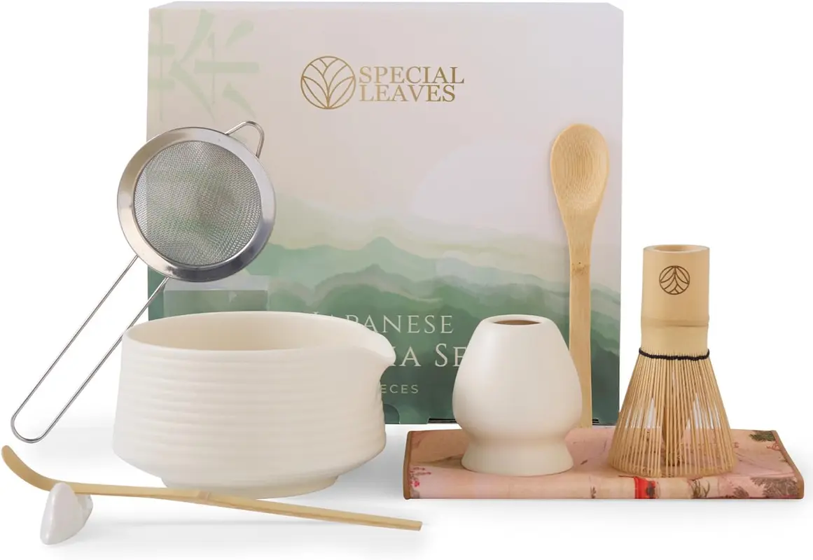 Matcha Tee Set mit Zubehör (8-teilig), 8 teilig Weiß