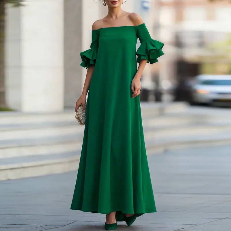 Maxi Kleid abnehmend mit Schleifen-Detail