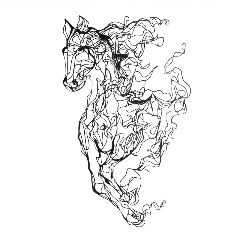 Metal Horse Line Art Wanddeko - Schwarz