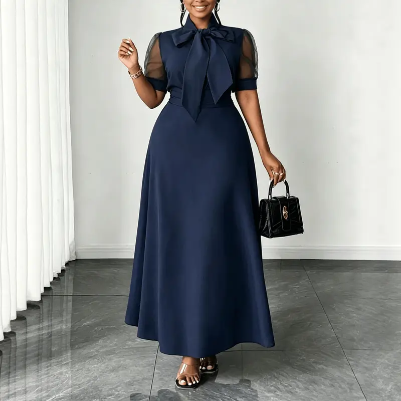 Midikleid mit Mesh und Schleifendetail