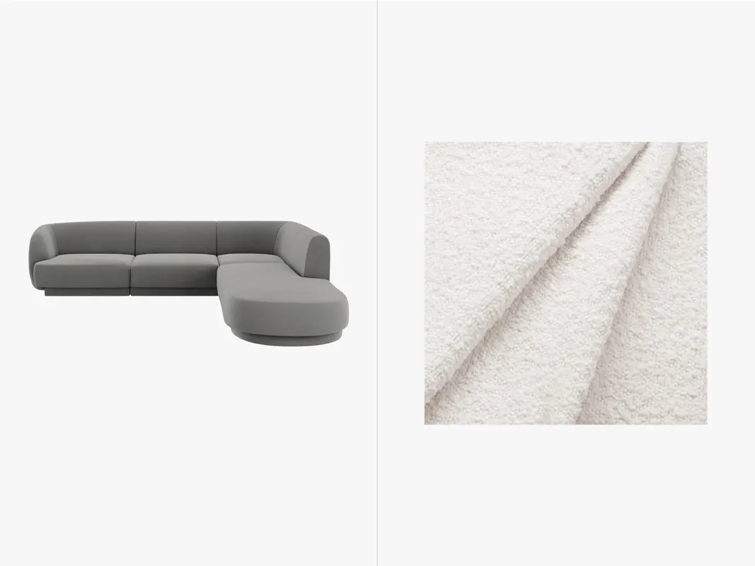 Miley Boucle Ecksofa rechts 6 Sitzer