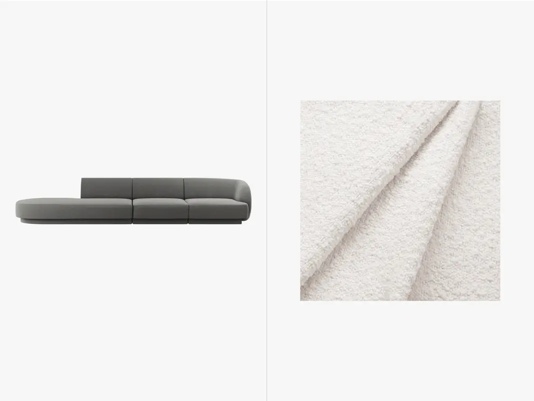 Miley Boucle Left Sofa 4 Sitzer