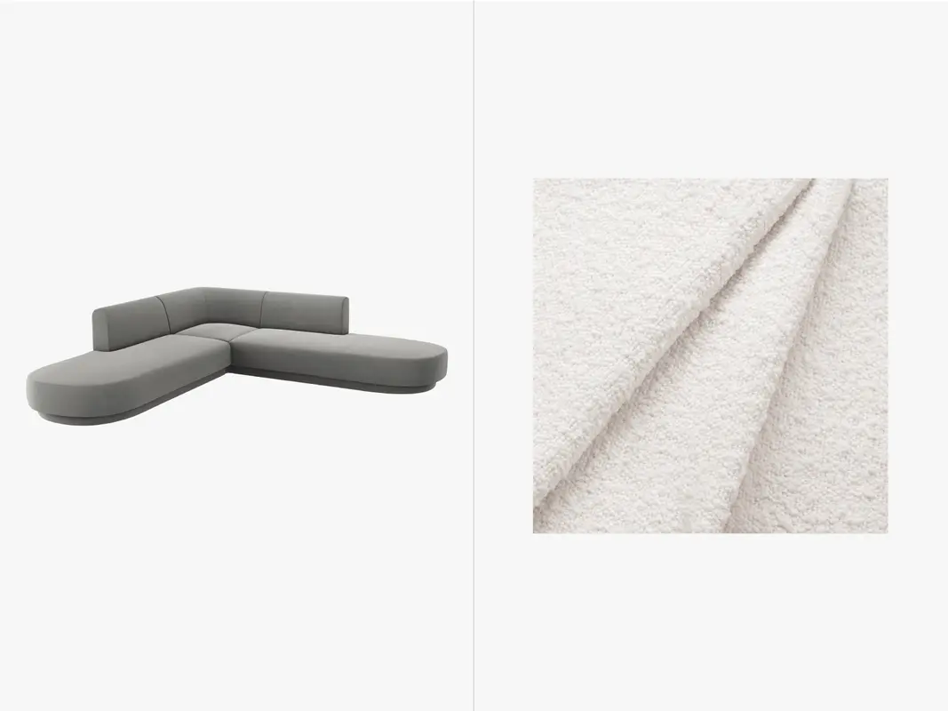 Miley Boucle Symmetrical Ecksofa 5 Sitzer