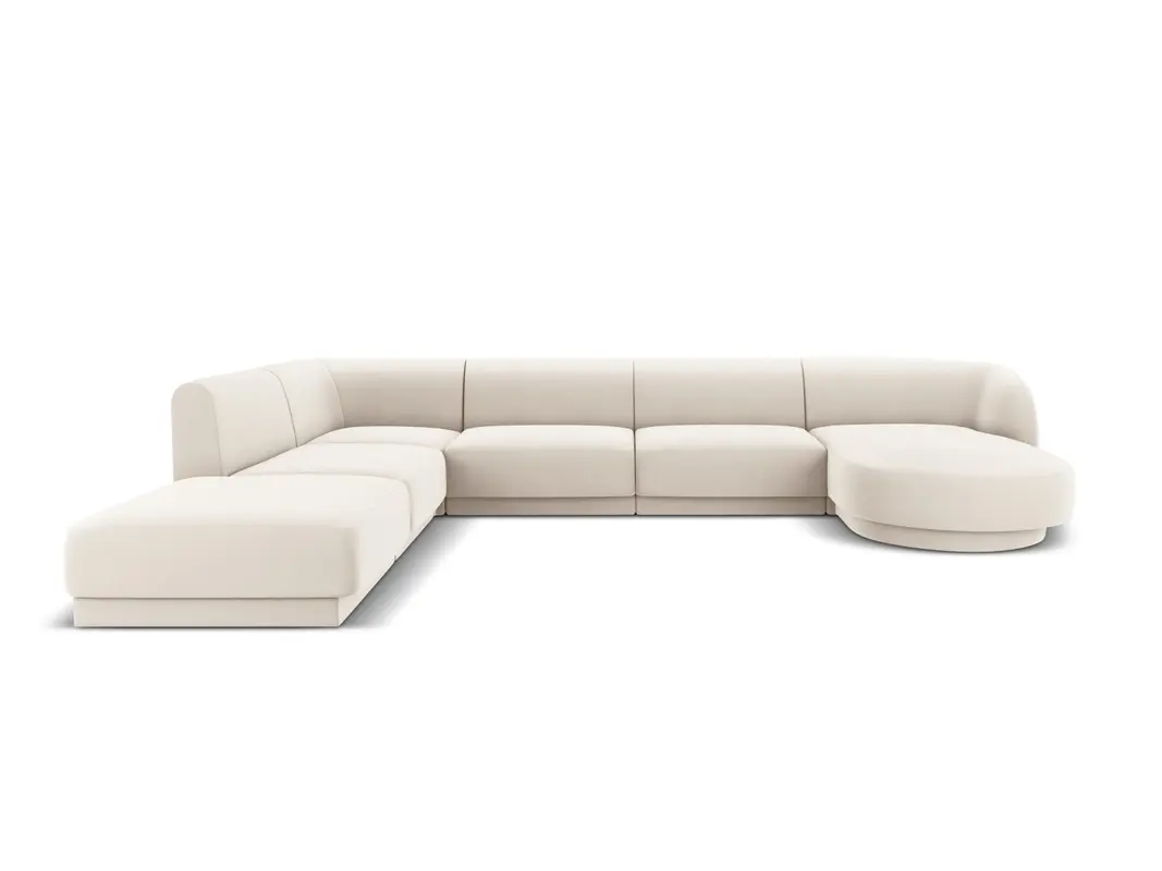 Miley Velour Panoramic Ecksofa links 6 Sitzer