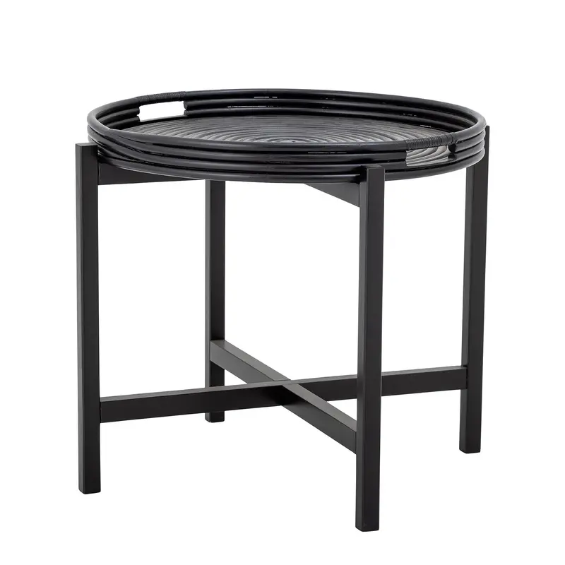 Milli Tablett-Tisch, Schwarz, Rattan