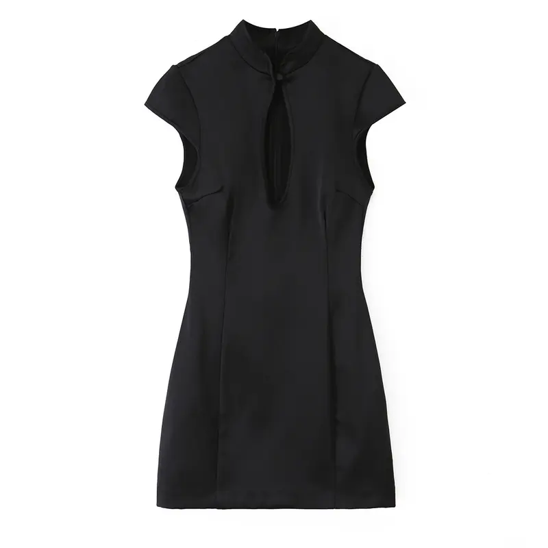 Mini-Kleid aus Satin-Polyester mit Schlitz
