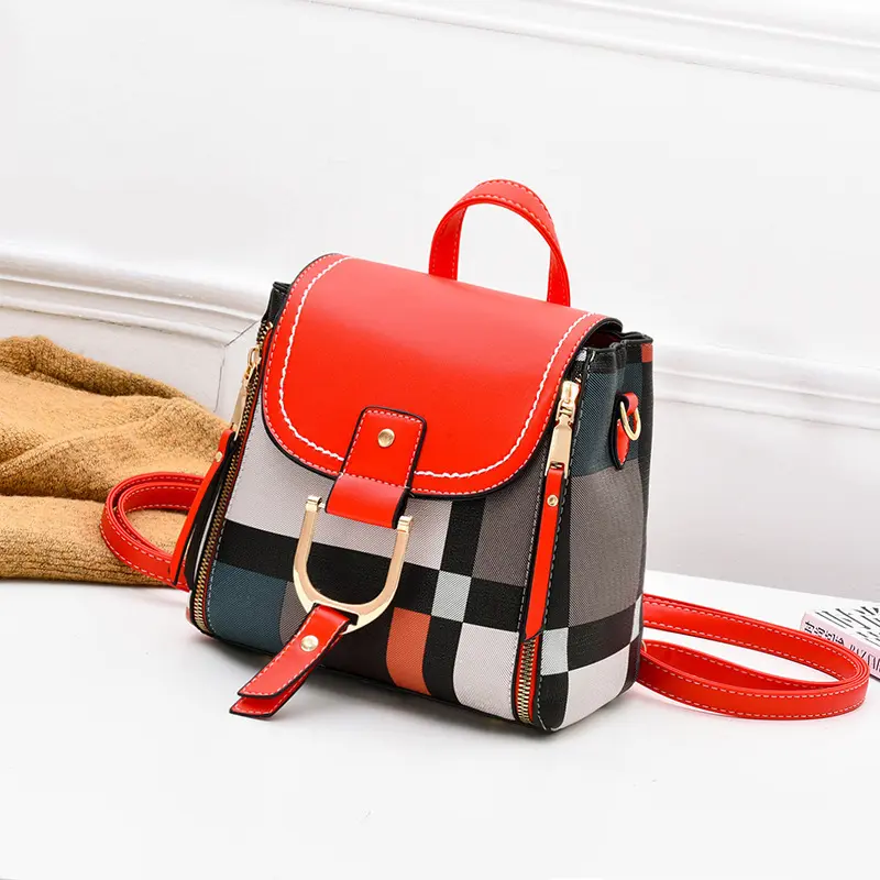 Mini-Rucksack «Carmen» – Karo-Design, rot