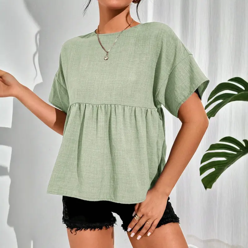 Minimalistisches Leinen-Shirt mit Rundhals