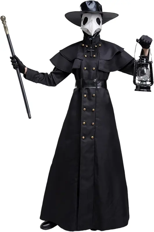 Mittelalter Steampunk Pest-Doktor, XL Schwarz