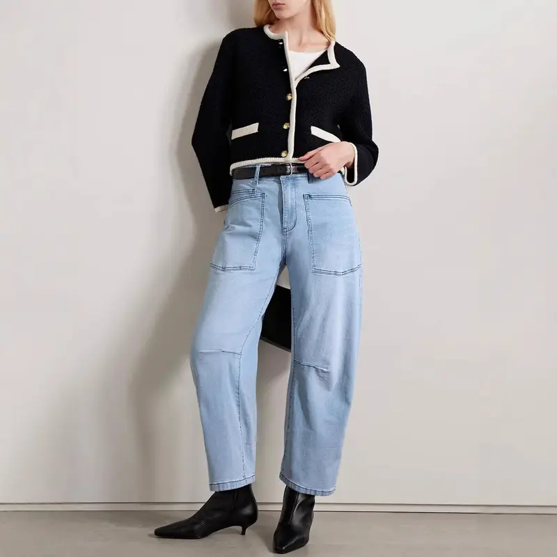 Modegewaschene High-Waist-Jeans für Damen