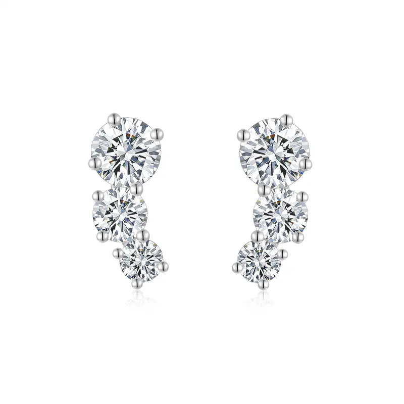 Moissanit-Ohrstecker «Trilogie» 1 ct · 925 Silber