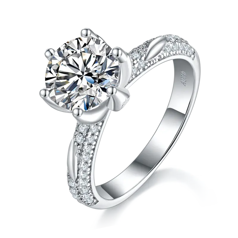 Moissanit-Ring aus S925 Sterling Silber, Platinbeschichtet